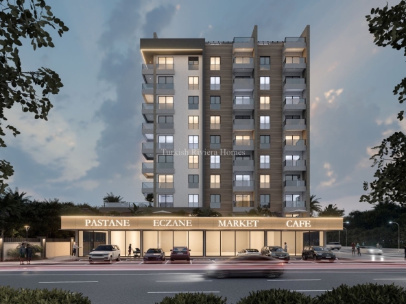 Новые квартиры разнообразных планировок и площадями в современном жилом комплексе в микрорайоне Алтынташ,Анталия